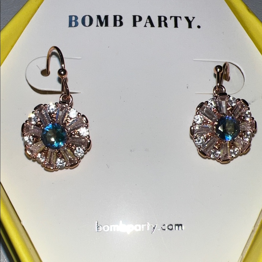Bomb Party Blue and Silver Floral Earrings